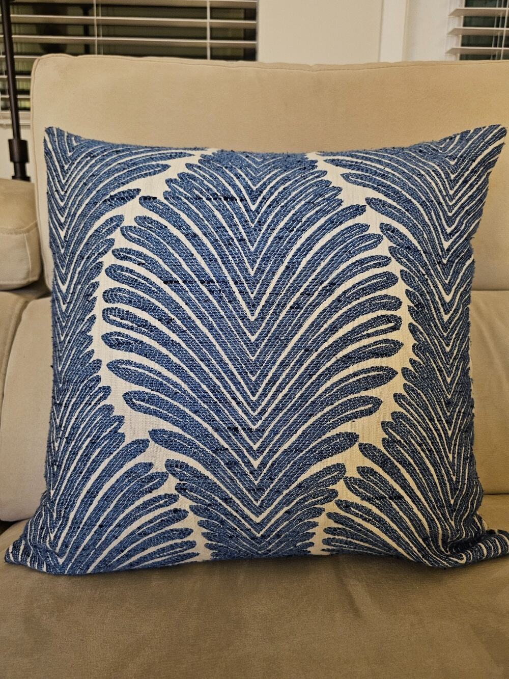 Musgrove Chenille Sapphire 20x20 Custom Pillow Blue Fern With Insert